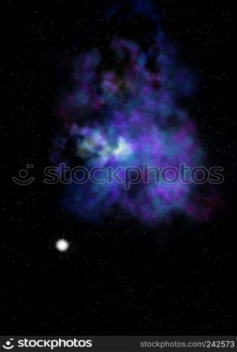 Star field in space a nebulae and a gas congestion. "Elements of this image furnished by NASA". 3D rendering. Star field in space and a nebulae. 3D rendering
