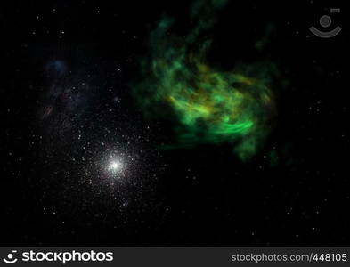 "Star field in space a nebulae and a gas congestion. "Elements of this image furnished by NASA". 3D rendering. Star field in space and a nebulae. 3D rendering"