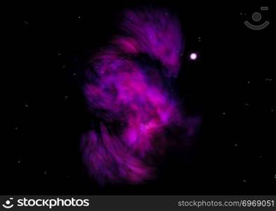 Star field in space a nebulae and a gas congestion.  Elements of this image furnished by NASA . 3D rendering. Star field in space and a nebulae. 3D rendering