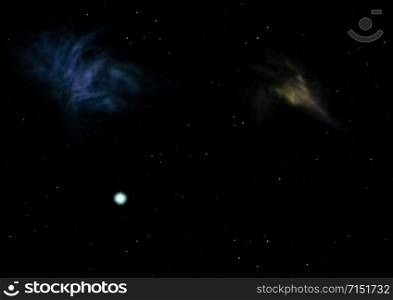 "Star field in space a nebulae and a gas congestion. "Elements of this image furnished by NASA". 3D rendering. Star field in space and a nebulae. 3D rendering"