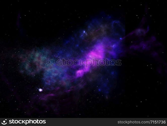 Star field in space a nebulae and a gas congestion. Elements of this image furnished by NASA . 3D rendering. Star field in space and a nebulae. 3D rendering