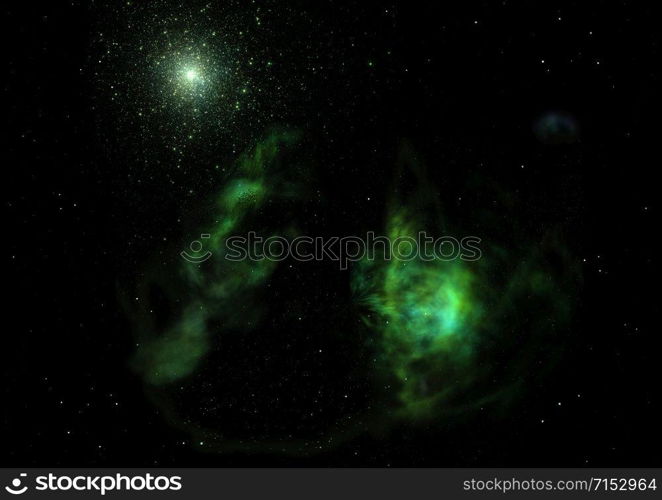 Star field in space a nebulae and a gas congestion. Elements of this image furnished by NASA . 3D rendering. Star field in space and a nebulae. 3D rendering