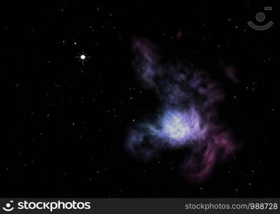 Star field in space a nebulae and a gas congestion. Elements of this image furnished by NASA . 3D rendering. Star field in space and a nebulae. 3D rendering