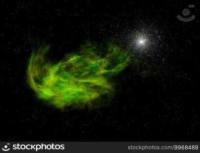 Star field in space a nebulae and a gas congestion. Elements of this image furnished by NASA . 3D rendering. Star field in space and a nebulae. 3D rendering