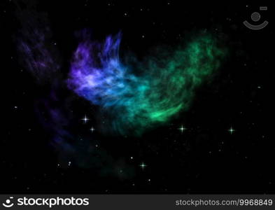 Star field in space a nebulae and a gas congestion. Elements of this image furnished by NASA . 3D rendering. Star field in space and a nebulae. 3D rendering