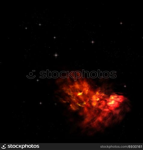 Star field in space and a nebulae. 3D rendering. Star field in space a nebulae and a gas congestion. Elements of this image furnished by NASA . 3D rendering