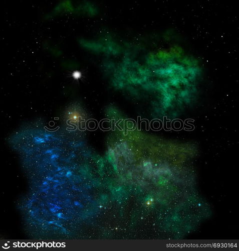 Star field in space and a nebulae. 3D rendering. Star field in space a nebulae and a gas congestion. Elements of this image furnished by NASA . 3D rendering