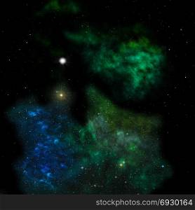 Star field in space and a nebulae. 3D rendering. Star field in space a nebulae and a gas congestion. Elements of this image furnished by NASA . 3D rendering