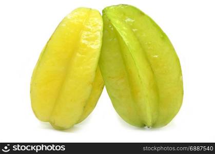 Star fruit carambola or star apple isolated on white background