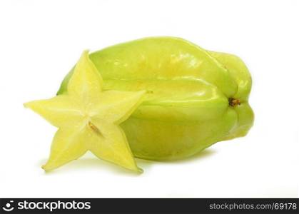Star fruit carambola or star apple isolated on white background