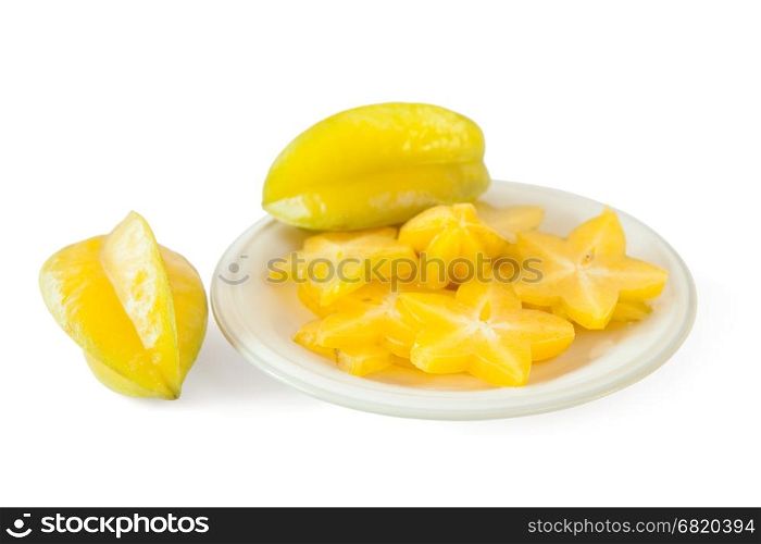 star fruit or Carambola on white background (with path)
