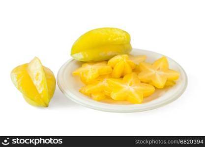 star fruit or Carambola on white background (with path)
