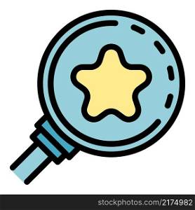 Star magnifier innovation icon. Outline star magnifier innovation vector icon color flat isolated. Star magnifier innovation icon color outline vector