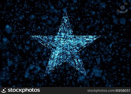 Star on blue background in the form of artificial intelligence i. Star on blue background in the form of artificial intelligence in technology concept. Star on blue background in the form of artificial intelligence in technology concept