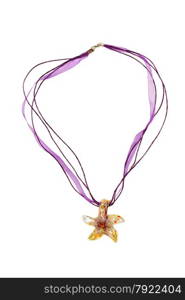 Star Pendant Murano glass. Isolate on white.