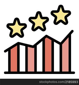 Star rating icon. Outline star rating vector icon color flat isolated. Star rating icon color outline vector
