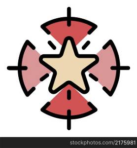 Star target icon. Outline star target vector icon color flat isolated. Star target icon color outline vector