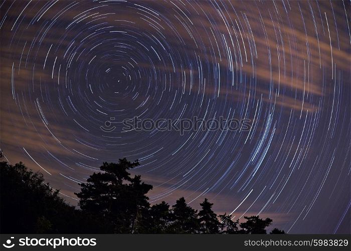 star trails with Polaris in the center