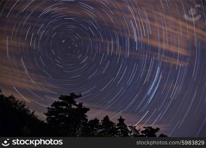 star trails with Polaris in the center