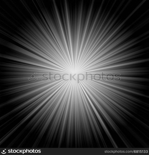 Starburst background, sunbeams going in all directions, black and white