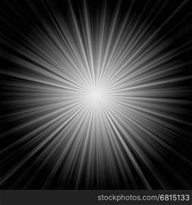 Starburst background, sunbeams going in all directions, black and white