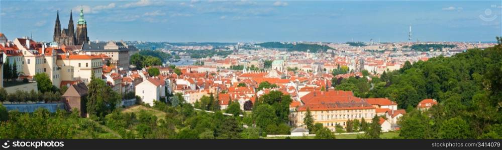 Stare Mesto (Old Town) view, Prague, Czech Republic. Three shots composite picture.