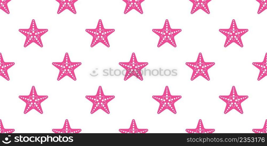 Starfish Icon Seamless Pattern, Sea Stars, Star Shaped Echinoderms Vector Art Illustration