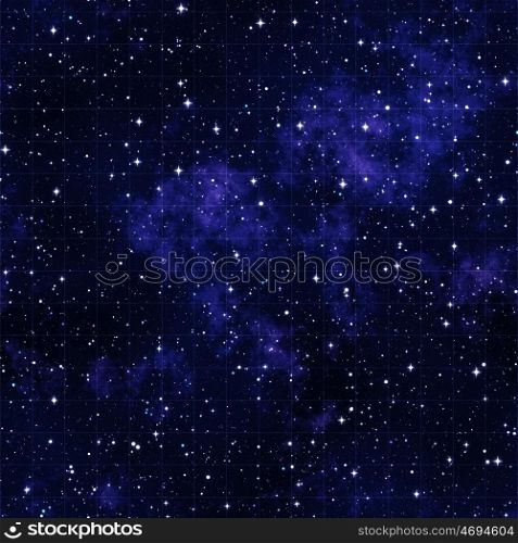 starmap outer space stars and clouds with grid