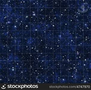 starmap outer space stars and clouds with grid