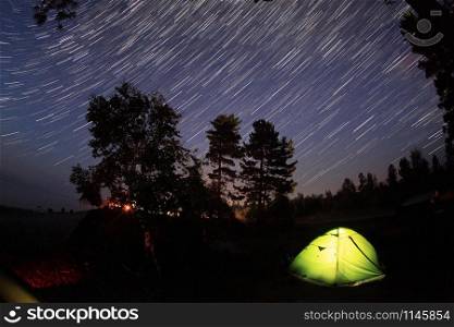 Starry night over the meadow, Krasny Yar, Omsk Region, Russia