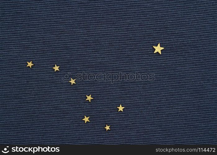 starry sky flag of Alaska flat lay