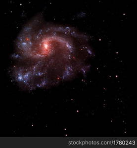 Stars and spiral galaxy in a free space. Elements of this image furnished by NASA.. Stars and spiral galaxy in a free space.