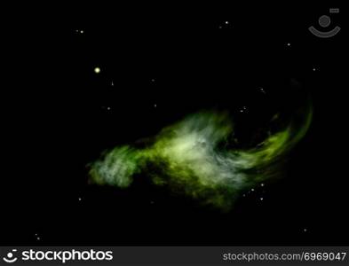 Stars and spiral galaxy in a free space.  Elements of this image furnished by NASA . 3D rendering.. Far away spiral galaxy. 3D rendering.