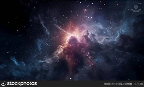 Stars in deep space surrounded by a nebula by generative AI