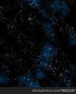 stars in outer space. lots of stars in outer space with blue nebula clouds