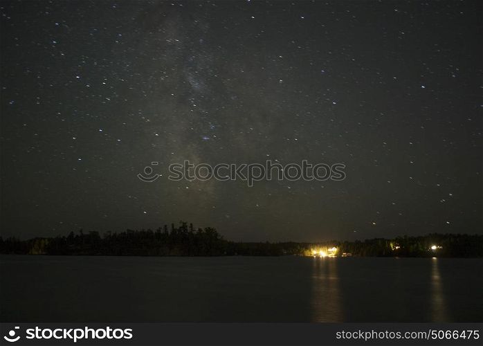 Stars in sky over the lake, Lake of The Woods, Ontario, Canada