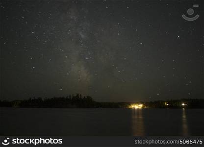 Stars in sky over the lake, Lake of The Woods, Ontario, Canada