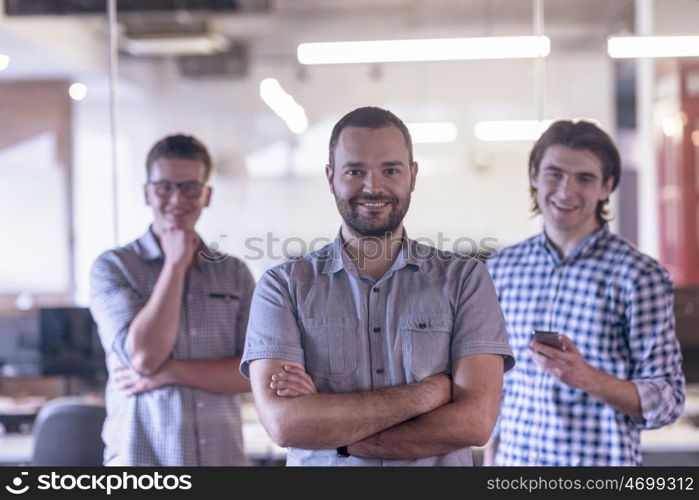 start up business team portrait at modern office interior