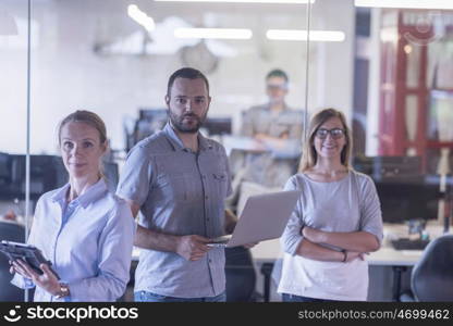 start up business team portrait at modern office interior