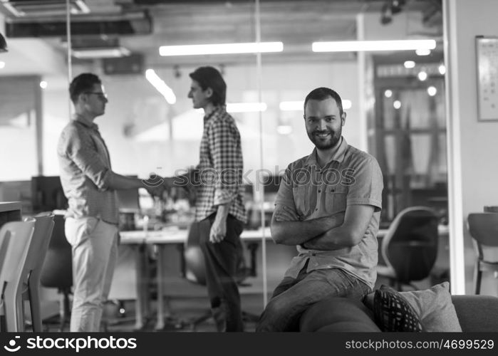 start up business team portrait at modern office interior