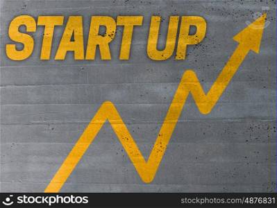start up graph concept on cement texture background. start up graph concept on cement texture background.