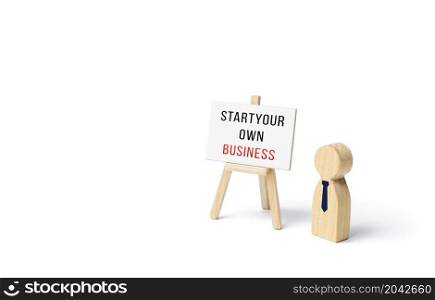 Start your own business easel and entrepreneur. Novice businessman. Make a business plan. Leader quality. Entrepreneurship. Government support, cheap loans. Rules and tips. FAQ. Investments