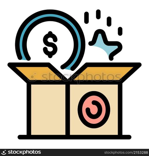 Startup box icon. Outline startup box vector icon color flat isolated. Startup box icon color outline vector