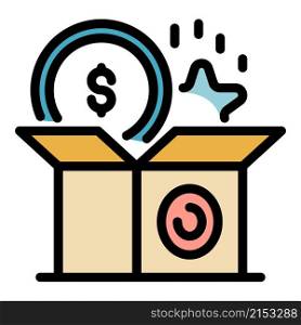 Startup box icon. Outline startup box vector icon color flat isolated. Startup box icon color outline vector
