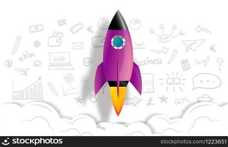 Startup business idea concept. Rocket ship