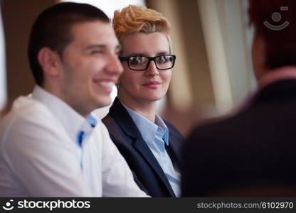 startup business people group have meeting in modern bright office interior, senoir investors and young software developers