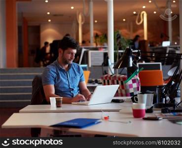 startup business, software developer working on computer at modern office