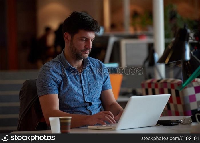 startup business, software developer working on computer at modern office