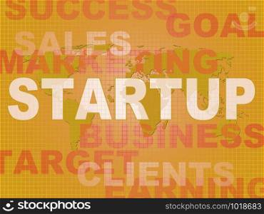 Startup concept icon means new business on the internet. A commercially viable company or dot com - 3d illustration