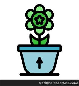 Startup flower pot icon. Outline startup flower pot vector icon color flat isolated. Startup flower pot icon color outline vector